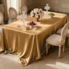 Sensação de Luxo Leve e Alto Padrão Modelo 2026 Champagne Dourado Acetinado Retangular Estilo Europeu Toalha de Mesa para Banquete Nova Toalha de Mesa para Mesa de Sobremesas de Aniversário
