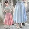 Faldas Modernas para Niñas, Faldas de Seda Helada Estilo Super Hada Veraniegas con Forma de Capullo de Linterna, Faldas Versátiles Casuales de Longitud Media