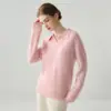 Suéter de Cachemir Holgado con Cuello Polo para Mujer, Adelgazante, Suave, Agradable para la Piel, Prenda Base de Punto, Estilo Dulce, Rejuvenecedor, Top con Temperamento