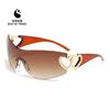 Moda Transfronteriza Nuevos Productos Corazón a Corazón Metal Nuevo Estilo Gafas de Sol Integradas Gafas de Sol de Moda Europeas y Americanas Gafas Y2K Mayoreo