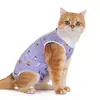 Roupa de Esterilização para Gatos, Roupa Cirúrgica para Gatas, Roupa 100% Algodão, Estilo Fino Respirável, Roupa para Desmame com Velcro, Anti-Lambedura Pós-Cirúrgica para Gatos Machos