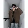 Jaqueta Vintage Marrom Solta Confortável Outono/Inverno Masculina para Jovens, Jaqueta Falsa de Duas Peças Estilo Maillard
