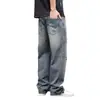 Jeans Rotos Americanos para Hombre Verano 2024 Nuevo Recto Suelto Pierna Ancha Pantalones Casuales Lavados para Hombre
