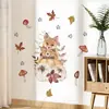 BR1230E Zorro de Dibujos Animados Hongo de Arce Estrellas Autoadhesivo Anime Papel Tapiz Cuento de Hadas Habitación Infantil Pegatinas Decorativas
