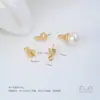 Colgante de Corazón, Estrella de Cinco Puntas, Trébol y Corona Chapado en Oro Blanco de 14K con Circonia Incrustada y Soporte para Pin de Perla Accesorios Hechos a Mano para DIY