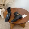 Primer Encuentro: Botines Retro Cuadrados de Temporada Británicos para Mujer, Nueva Colección Otoño 2026, Botines Nude Adelgazantes con Cremallera Trasera y Hebilla