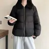 Inverno 2026 Novo Casaco de Algodão Simples e Estiloso com Gola Reversível Versátil Solto Estilo Coreano Tendência Jaqueta Puffer Quente para Mulheres