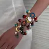 Pulsera de Cuentas de Colores con Colgante de Gato Fantasma y Sombrero de Mago Pulsera Apilable Joyería de Halloween