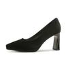 8066-2 Color Sólido Gamuza Tacón Grueso Zapatos de Dama de Honor para Mujer 2025 Otoño/Invierno Nuevos Zapatos de Tacón Alto con Plataforma Puntiagudos para Mujer