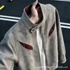 Chaqueta de Cuero para Motocicleta con Cuello Alto de Bloques de Color Americano Retro para Hombre Otoño Tie-Dye Desgastada Fresca de Moda Marca Traje de Vuelo Chaqueta