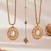 Mili Xiaoxiangfeng Flor de Cuatro Hojas de Concha Natural Cadena para Clavícula con Borla en Forma de Y Incrustada con Circonio Collar Exquisito de Perlas de Imitación Apilado