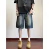 Diseño Deconstruido Shorts de Mezclilla Lavada Retro para Hombre Verano Tendencia Sueltos Casuales de Calle Americanos