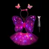 Alas de Mariposa Luminosas Transfronterizas Decoración de Espalda para Niña Juguete Flash Infantil Varita Mágica de Hada Conjunto de Tres Piezas de Hada de las Flores