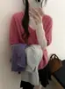 26 Outono Novo Estilo Coreano Cor Sólida Seda Caxemira Escovado Gola V Manga Curta Para Ir ao Trabalho Casual Versátil Suéter de Tricô para Mulheres