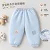 Pantalones Cálidos de Algodón Puro para Bebé Otoño e Invierno Clase A 120g Acolchados Engrosados Pantalones con Pies para Bebé Niña Ropa Exterior Pantalones de Algodón Cortavientos
