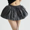 Look Juvenil de Chica Atractiva, Falda Corta Elástica con Cordón para Alargar las Piernas, Falda de Flores con Volantes para Mujer, Falda Deportiva Antiexposición para Verano
