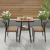 Juego de mesa y sillas de té para ocio al aire libre para patio, hecho de madera plástica, adecuado para villas al aire libre, casas pequeñas y espacios al aire libre, impermeable y resistente al sol