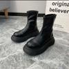 Botas Martins con Cremallera Trasera para Mujer Otoño 2022 Nuevas Botas Individuales Suela Gruesa Aumentadas Todo Combinable Estilo Británico Botines