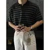 Camiseta Masculina de Verão Fina Malha Gola Polo Manga Curta Estilo Old Money Maduro Leve Tendência Cool Casual Versátil