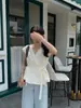 Las tallas se han actualizado. Blusa Versátil de Verano Estilo Coreano, Fresca, con Cordones Cruzados en V, Ceñida a la Cintura, Adelgazante