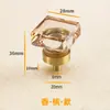 Maçaneta de Gabinete de Buraco Único Estilo Europeu Dourada para Gaveta Porta de Guarda-Roupa Simples Ovo de Pombo Latão Transparente Maçaneta de Cristal