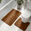Alfombrilla de Baño con Patrón de Rombos Alfombrilla de Coral Fleece Almohadilla para el Pie del Inodoro en Forma de U Juego de Dos Piezas Alfombrilla Absorbente de Agua para Puerta de Inodoro Venta al por Mayor