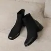 43 Botines de Costura Gruesos Otoño e Invierno 202433 Botas de Tobillo Gamuza Botas Martin Simples Comercio Exterior Botas de Caballero Punta Cuadrada Modernas para Mujer