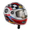 Fabricante en stock nuevo 18 pulgadas redondo a cuadros aluminio globo neumático de carreras de globos casco tema de globos fiesta globo