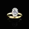Anillo Abierto de Moissanita de 4.5 Quilates Color Huevo de Paloma, Anillo de Boda para Mujer, Plata de Ley S925 Color Dorado, Anillo Abierto Ajustable