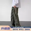 Calças casuais masculinas novas para outono e inverno, com forro de fleece, espessadas, à prova de vento, quentes, soltas, de perna reta, para uso externo e trabalho