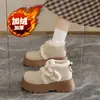 Zapatos Birkenstock de suela gruesa para mujer, tendencia de moda coreana 2026, novedad de invierno, forrados de felpa, de caña alta, para personas bajas, zapatos de algodón que aumentan la altura
