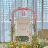 Decoração de Primeiro Aniversário de Menina Balão Painel de KT Parede de Fundo Decoração Laço Rosa Cartão de Boas-Vindas para Banquete de 100 Dias do Bebê