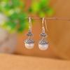 Pendientes de plata de ley S925 con forma de ciervo, con perlas de agua dulce, estilo retro, con diseño de hierba y espiga de la suerte, con cuentas redondas y temperamento, con gancho para la oreja.