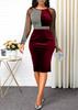 Vestido de veludo europeu e americano transfronteiriço plus size Amazon gaze seda brilhante costura sexy cintura alta quadril justo chumbo