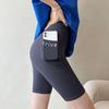 Leggings de Pele de Tubarão com Bolso Feminino para Primavera e Outono Roupa Externa Fina Cintura Alta Apertado na Barriga Calças Barbie Calças de Yoga Stretch