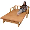 Sofá-cama de bambu individual duplo triplo 1,2 metros 1,5 metros cochilo de almoço cama dobrável de puxar e empurrar