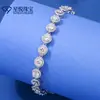 Pulseira de Moissanita para Meninas Prata Versátil Luxo Leve Corrente Tennis Cinco Pétalas Temperamento Simples Joia de Mão Venda por Atacado