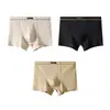 Huajielong Textura de Algodão Cor Sólida Roupa Íntima Masculina Atacado Cintura Média Masculina Tamanho Grande Respirável Boxer Brief Masculino Pode Fazer Dropshipping
