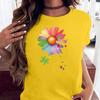 Desejo ebay Amazon estação independente gola redonda solta AliExpress camiseta criativa de flor manga curta para mulheres