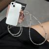 Corrente de celular criativa nova cor transparente com contas bolsa transversal para celular bolsa longa cordão suporte acrílico nicho