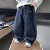 Q016 Pantalones de mezclilla para niño, nueva colección primavera/otoño, pantalones largos elegantes y sencillos para niños, pantalones casuales de moda estilo coreano para niños