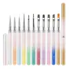 Conjunto de Pincéis para Nail Art com Cabo de Metal Novo Transfronteiriço, Conjunto Completo de Pincéis de Pintura, Canetas para Desenho de Linhas, Canetas Quadradas e Redondas para Fototerapia, Canetas Funcionais