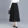 Falda de encaje elegante de línea A para mujer, nueva colección otoño 2026, de cintura alta, adelgazante, falda larga, elegante, rejuvenecedora y moderna con dobladillo acampanado