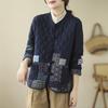 Real tiro vintage patch acolchoado cardigan engrossado casaco de algodão acolchoado feminino solto casual fivela de algodão casaco acolchoado inverno losango casaco acolchoado