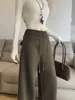 Nuevos pantalones casuales de pierna ancha para mujer, de cintura alta, adelgazantes, fluidos, de corte holgado, favorecedores, versátiles pantalones de pierna recta, adecuados para ir al trabajo, elásticos y cómodos