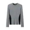 Costura de Color Contrastante, Camiseta de Manga Larga de Gama Alta Sexy Adelgazante para Mujer, Otoño e Invierno Versátil de Puro Deseo Camiseta Base