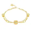 Pulseira Feminina de Prata de Lei S925 de Verão com Contas da Fortuna de Camada Dupla, Design Exclusivo, Joia Exquisita de Luxo Leve, Personalizável