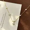 Collar de Plata de Ley S925 Trébol de Cuatro Hojas con Circonita para Mujer, Cadena para Clavícula de Diseño Exclusivo, Nuevo Estilo de Verano, Cadena de Cuello Versátil para Superponer Tendencia