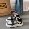 Sapatos de prancha de sola grossa femininos outono novo preto e branco estudante cadarço casual branco sapatos redondos altura crescente tênis vintage