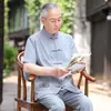 Traje de Verano Marca Lobo del Norte de China para Hombres de Mediana Edad y Mayores, Hanfu de Abuelo Estilo Chino Verano Delgado Manga Corta Traje Tang en Stock